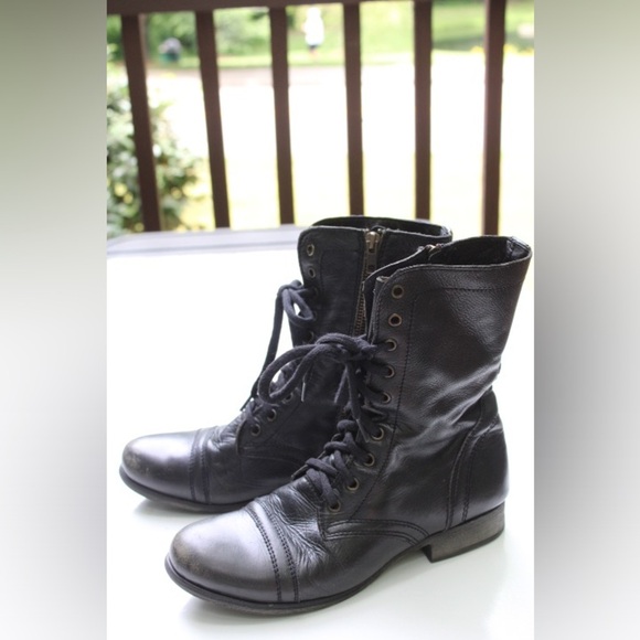 Steve Madden Troopa Black Combat Boots - Picture 10 of 12